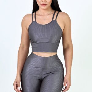 Conjunto Fitness Calça e Top Tecido Aruba – Poliamida e Elastano